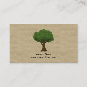 Landscaping Minimalist Green Tree Kraft (printed) Business Card