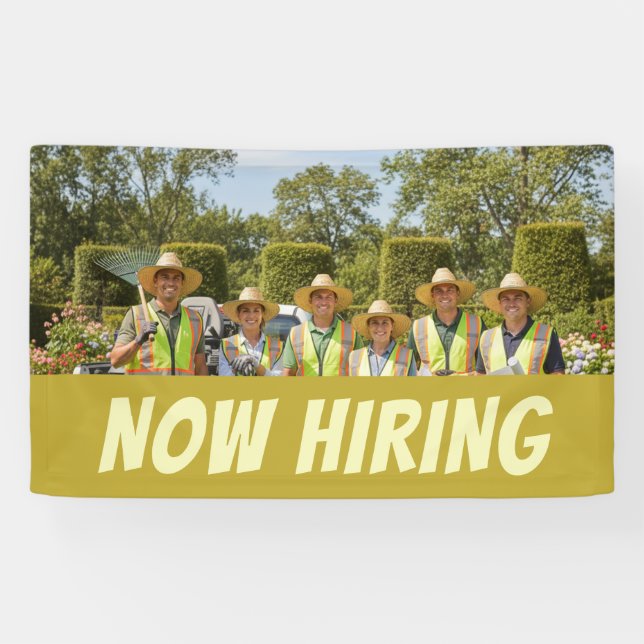 Landscaping NOW HIRING Banner Customizable Outdoor (Horizontal)