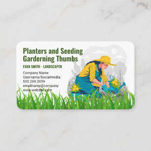 Landscaping Outdoors Planting Gardener Business Card