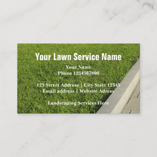 Landscaping service and lawn care business cards (Front)