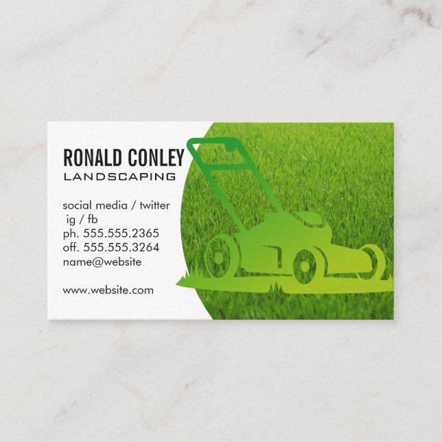 Landscaping Services | Lawn Mower Icon Business Card (Front)
