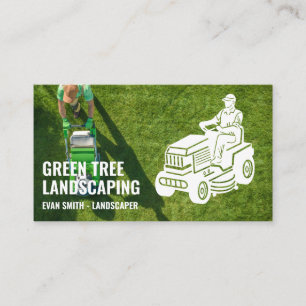Landscaping Sitting Lawn Mower Gardening Business Card