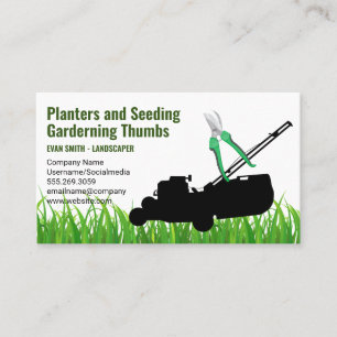Landscaping Sitting Lawn Mower Trimmers Business Card