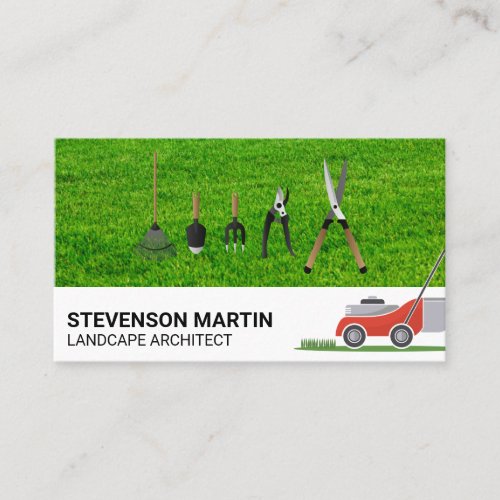 Landscaping Tools  Cut Grass Lawn Mower Business Card