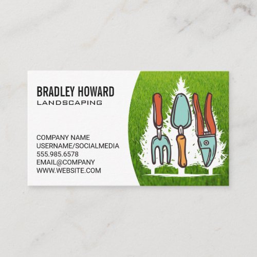 Landscaping  Trees  Gardening Tools Business Card