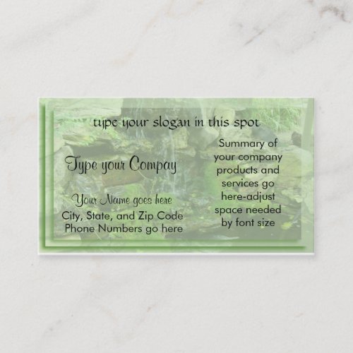 Landscaping-waterfall Business Card Template