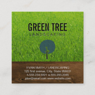 Landscaping Wood Grain Grass Natural Square Business Card