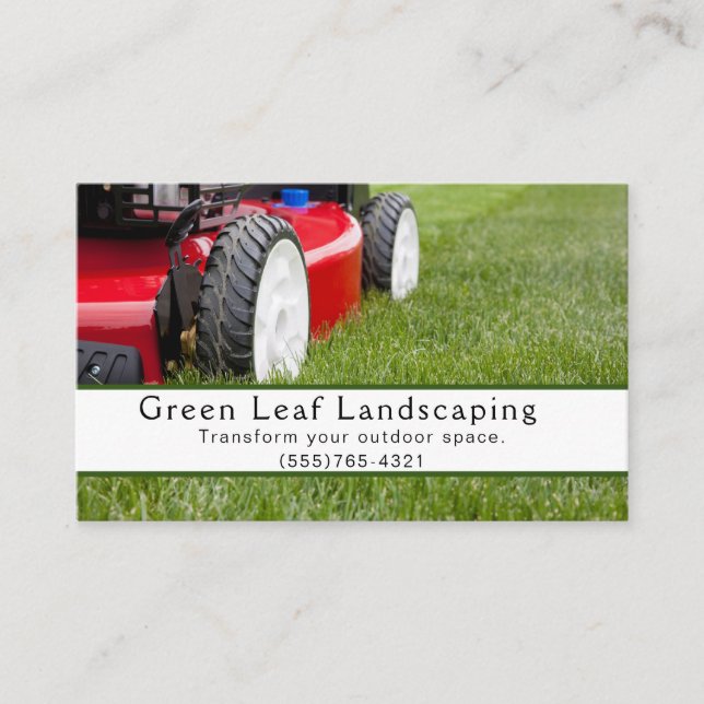 Landscaping Yard Lawn Mower Service Business Card (Front)