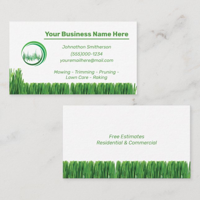 Landscaping Yard Maintenance Lawn Care Business Ca Card (Front/Back)