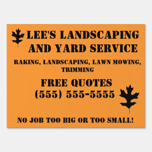 Landscaping yard signs