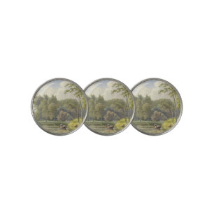 Landschap met Figuren in een Roeibootje Vintage Golf Ball Marker