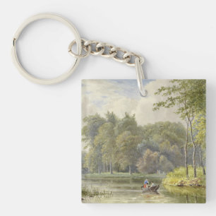 Landschap met Figuren in een Roeibootje Vintage Keychain