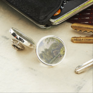 Landschap met Figuren in een Roeibootje Vintage Lapel Pin
