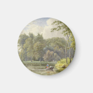 Landschap met Figuren in een Roeibootje Vintage Magnet