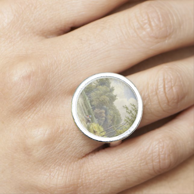 Landschap met Figuren in een Roeibootje Vintage Ring (In Situ)
