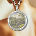 Landschap met Figuren in een Roeibootje Vintage Silver Plated Necklace<br><div class="desc">"Landschap met Figuren in een Roeibootje" by Georgius Jacobus Johannes van Os is a charming vintage landscape painting that beautifully captures a tranquil riverside scene with figures in a small rowboat. The soft brushwork, delicate color palette, and harmonious composition reflect the peaceful and romantic atmosphere of the countryside. This timeless...</div>