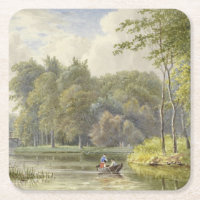 Landschap met Figuren in een Roeibootje Vintage
