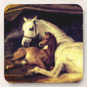 Landseer Horses Beverage Coaster
