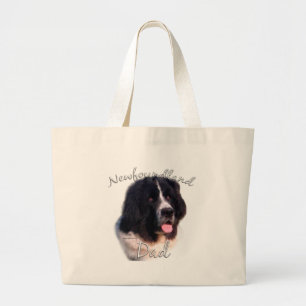Landseer Newfoundland Dad 2, Newfie Dad, Newf Dad Large Tote Bag