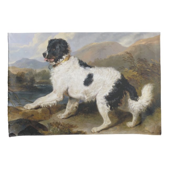 Landseer Newfoundland Dog (Black and White Animal) Pillow Case (Front-Right)