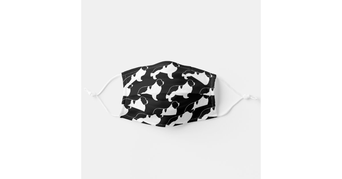 Landseer Newfoundland Dog Silhouettes Pattern Cloth Face Mask Zazzle Com