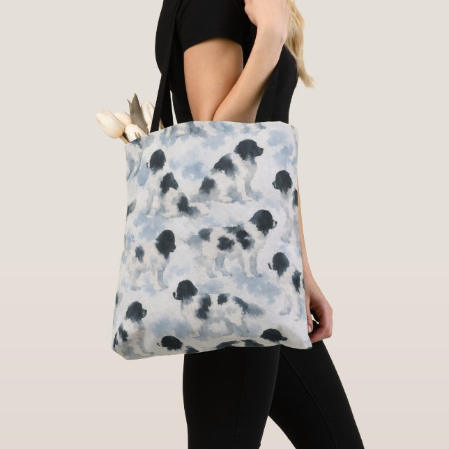 Landseer Newfoundland dog watercolor  Tote Bag (Close Up)