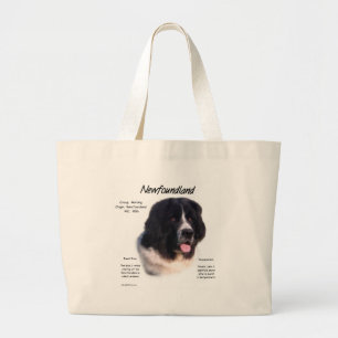 Landseer Newfoundland History; I love Newfies Large Tote Bag