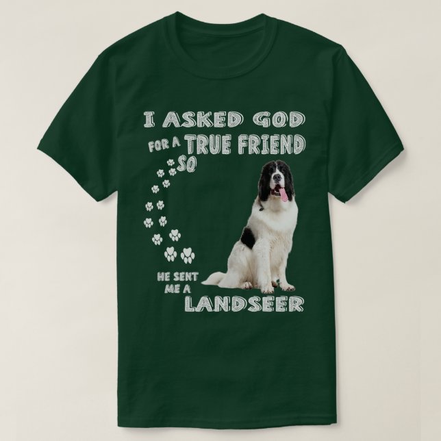 Landseer Newfoundland Saying Mom Dad Print Newfie  T-Shirt (Design Front)