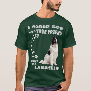 Landseer Newfoundland Saying Mom Dad Print Newfie  T-Shirt