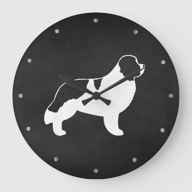 Landseer Newfoundland Silhouette Large Clock (Front)