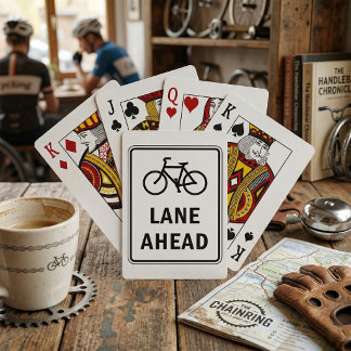 Lane Ahead Sign Cycling Road Safety Poker Cards