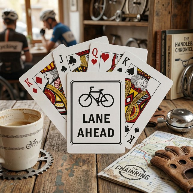 Lane Ahead Sign Cycling Road Safety Poker Cards (Creator Uploaded)