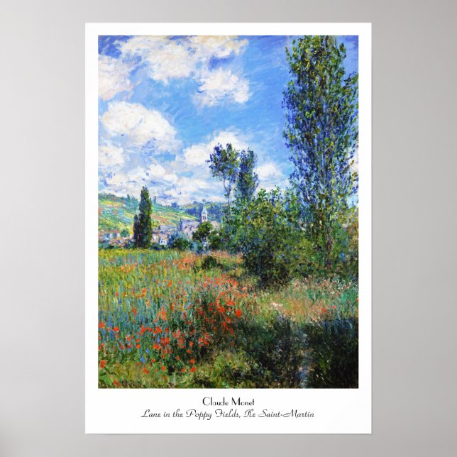 Lane in Poppy Fields Saint-Martin Claude Monet Poster (Front)