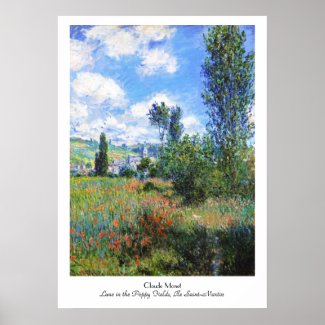 Lane in  Poppy Fields Saint-Martin Claude Monet Poster