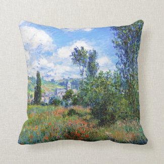 Lane in  Poppy Fields Saint-Martin Claude Monet Throw Pillow
