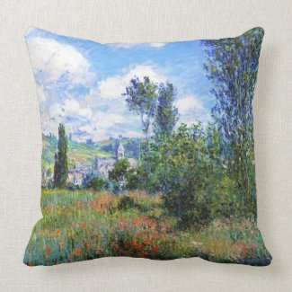 Lane in  Poppy Fields Saint-Martin Claude Monet Throw Pillow
