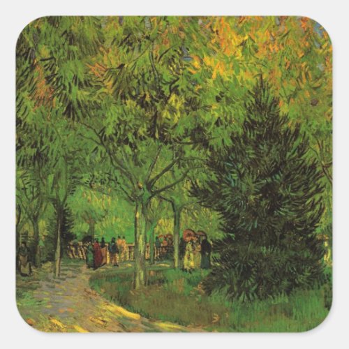Lane in Public Garden Arles by Vincent van Gogh Square Sticker