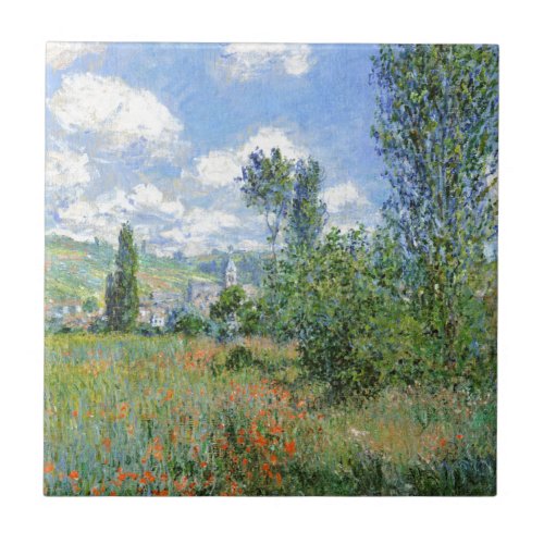 Lane in the Poppy Fields _ Claude Monet Ceramic Tile