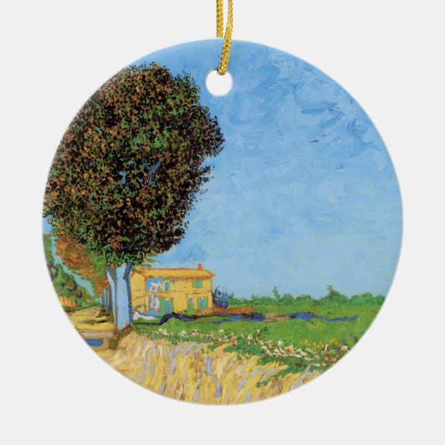 Lane Near Arles by Vincent van Gogh Ceramic Ornament (Front)