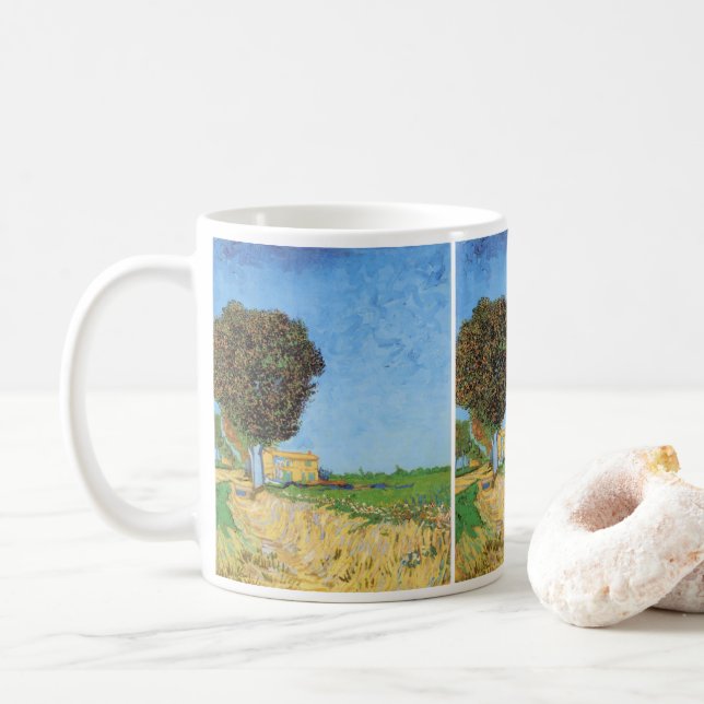 Lane Near Arles by Vincent van Gogh Coffee Mug (With Donut)
