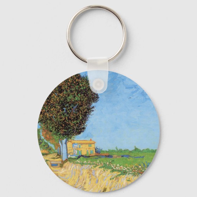 Lane Near Arles by Vincent van Gogh Keychain (Front)