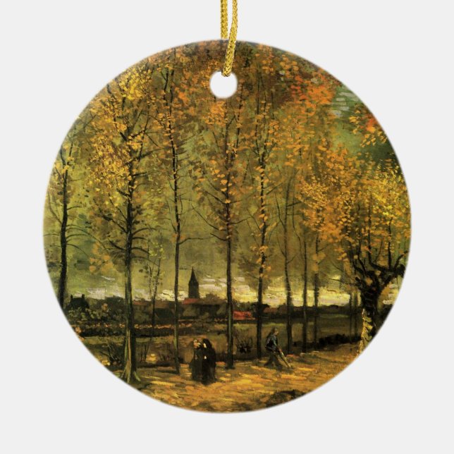 Lane with Poplars by Vincent van Gogh Ceramic Ornament (Front)