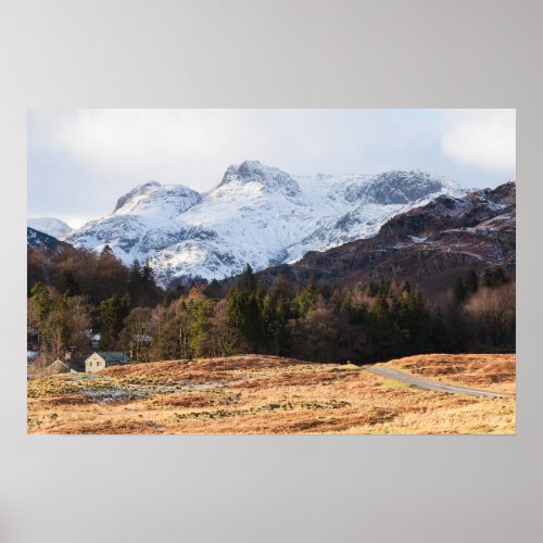Langdale Pikes Snow Poster
