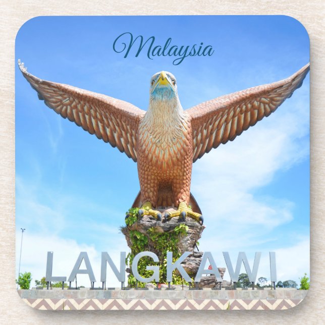 Langkawi Eagle Statue Landmark Malaysia Souvenir Beverage Coaster (Front)