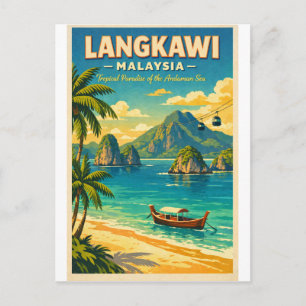 Langkawi Island, Malaysia, in a vibrant retro  Postcard