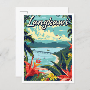 Langkawi Malaysia Artistic Travel Illustration Postcard