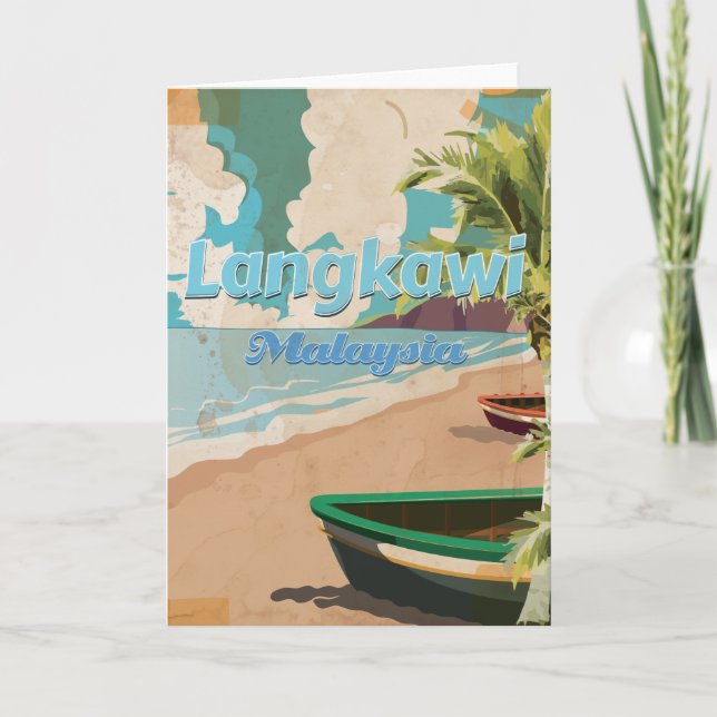 Langkawi Malaysia Vintage vacation Poster Holiday Card (Front)