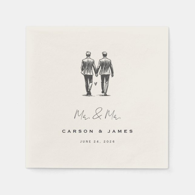 Langley Mr. & Mr. Wedding Napkins (Front)