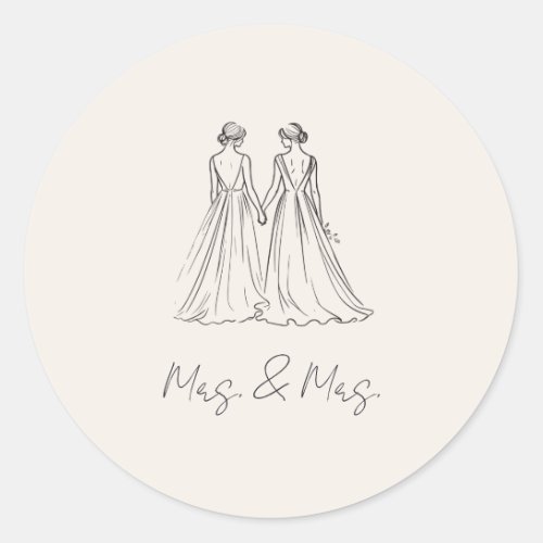 Langley Mrs  Mrs Wedding Classic Round Sticker