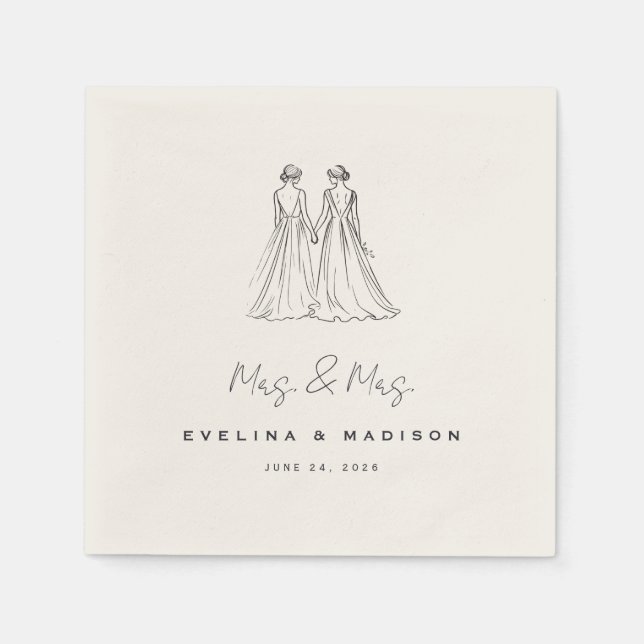 Langley Mrs. & Mrs. Wedding Napkins (Front)